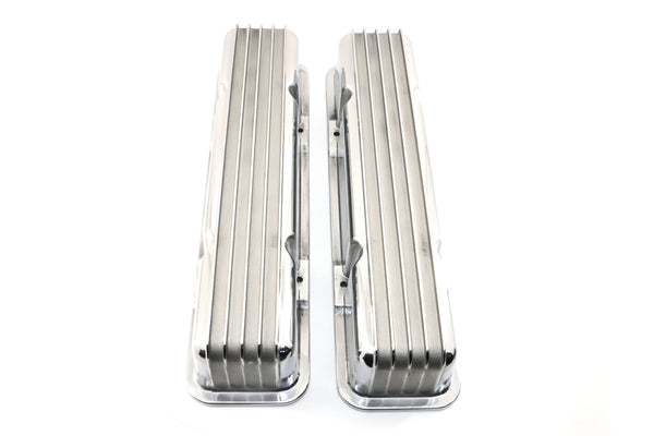 Aluminum Tall Valve Covers Fits 1958–86 Chevy Small Block 283 / 305 / 327 / 350 / 383 / 400 – Full Finned – No Holes – Polished Finish