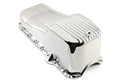 Aluminum Oil Pan – Fits 1980–1985 Chevy SB 283–350 – Stock 4‑Quart – Retro Finned – Chrome