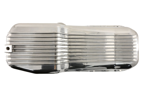 Aluminum Oil Pan – Fits 1980–1985 Chevy SB 283–350 – Stock 4‑Quart – Retro Finned – Polished