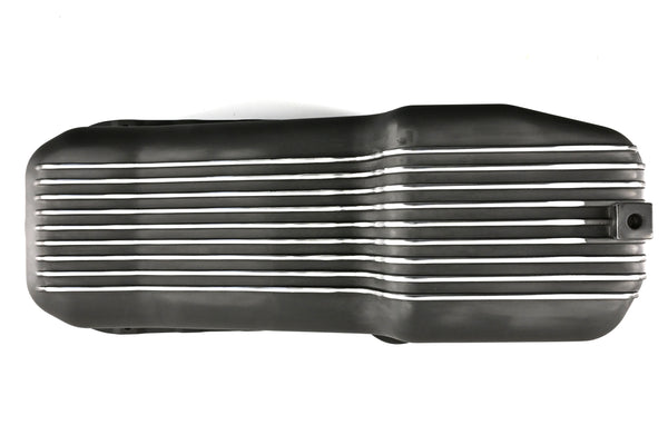 Aluminum Oil Pan – Fits 1980–1985 Chevy SB 283–350 – Stock 4‑Quart – Retro Finned – Black