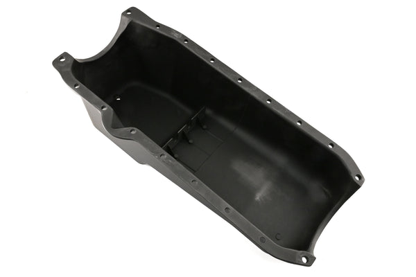 Aluminum Oil Pan – Fits 1986–2002 Chevy Small Block 262–400 – Retro Finned – Black Finish