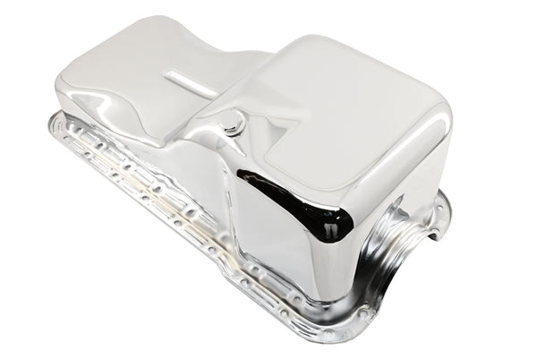 Steel Oil Pan – Fits 1962–1982 Ford SB 260‑289‑302 – Stock Capacity – Front Sump – Chrome