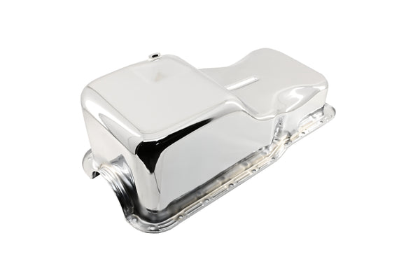 Steel Oil Pan – Fits 1962–1982 Ford SB 260‑289‑302 – Stock Capacity – Front Sump – Chrome