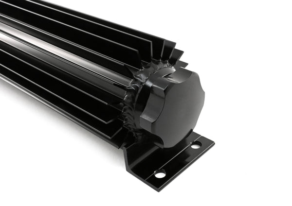 ALUMINUM UNIVERSAL 13' FINNED  RADIATOR OVERFLOW TANK - BLACK