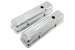 Tall Steel Valve Covers – Fits 1958–1986 Chevy Small Block 283‑305‑327‑350 (Stamped “350” Logo, 1 Hole Each) – Chrome Finish