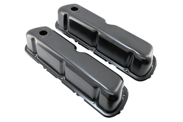 Steel Valve Covers for 1962–85 Ford SB 260‑289‑302‑351W – Smooth – 1 Hole – Black