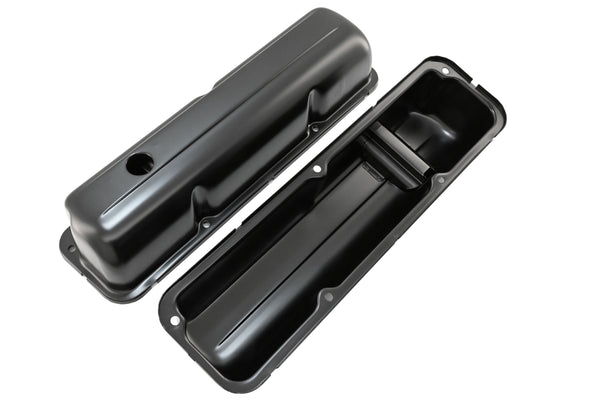 Steel Valve Covers Fits 1957–1976 Ford FE 352‑390‑406‑427‑428 – Smooth – 1 Hole – Black (EDP Coated)