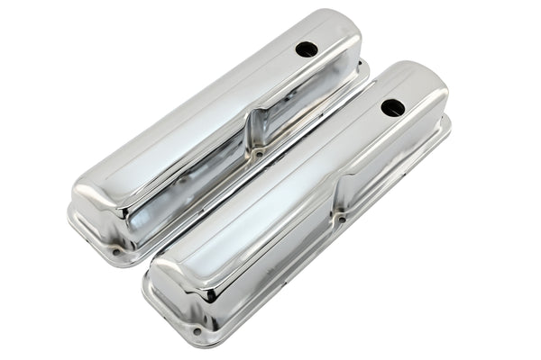 Steel Valve Covers Fits 1957–1976 Ford FE 352‑390‑406‑427‑428 – Smooth – 1 Hole – Chrome