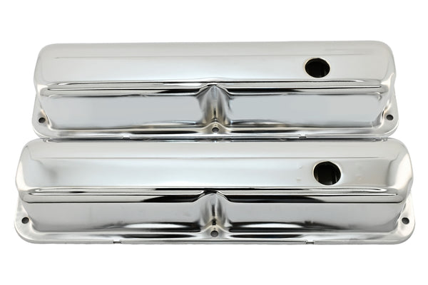 Steel Valve Covers Fits 1957–1976 Ford FE 352‑390‑406‑427‑428 – Smooth – 1 Hole – Chrome