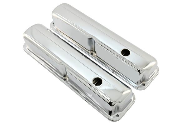Steel Valve Covers Fits 1957–1976 Ford FE 352‑390‑406‑427‑428 – Smooth – 1 Hole – Chrome