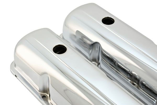 Steel Valve Covers Fits 1957–1976 Ford FE 352‑390‑406‑427‑428 – Smooth – 1 Hole – Chrome