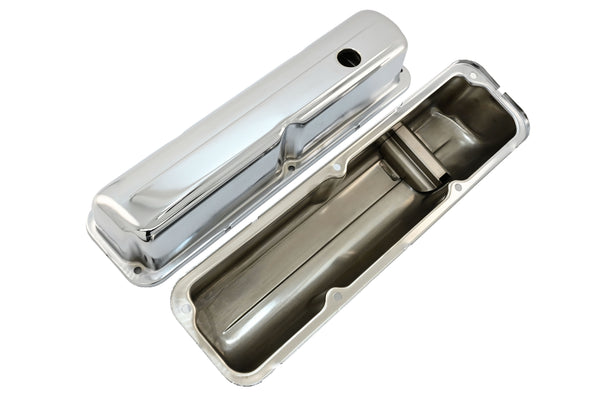 Steel Valve Covers Fits 1957–1976 Ford FE 352‑390‑406‑427‑428 – Smooth – 1 Hole – Chrome