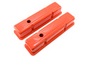 Steel Tall Valve Covers – Fits 1958–86 Chevy Small Block 283-400 – 1 Hole – Orange