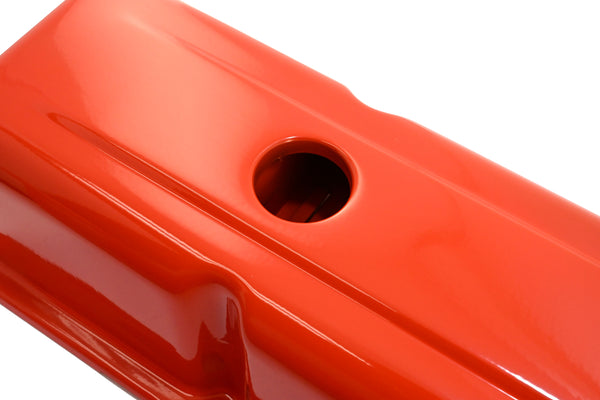 Steel Tall Valve Covers – Fits 1958–86 Chevy Small Block 283-400 – 1 Hole – Orange
