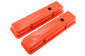 Steel Short Valve Covers – Fits 1958–86 Chevy SB 283-305-327-350-400 – Smooth – Orange
