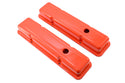Steel Short Valve Covers – Fits 1958–86 Chevy SB 283-305-327-350-400 – Smooth – Orange