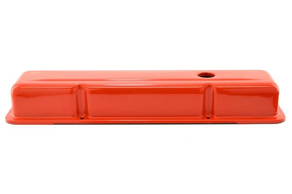 Steel Short Valve Covers – Fits 1958–86 Chevy SB 283-305-327-350-400 – Smooth – Orange