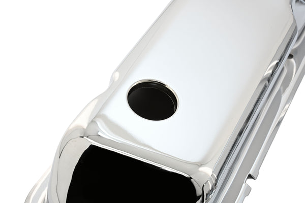 Steel Valve Covers Fits 1986–95 Ford 302 5.0L Fox‑Body Mustang – Smooth – 1 Hole & 1 No‑Hole – Chrome