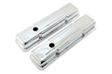 Steel Short Valve Covers – Fits 1958–86 Chevy SB 283-400 – Smooth – Chrome