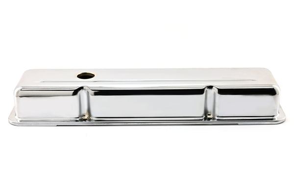 Steel Short Valve Covers – Fits 1958–86 Chevy SB 283-400 – Smooth – Chrome