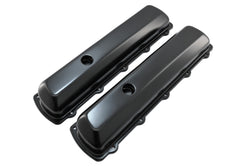 Steel Valve Covers – Fits 1964–1980 Oldsmobile 330‑350‑400‑425‑455 (Stock Height, 1 Push‑In Hole, Smooth Top) – Black Finish