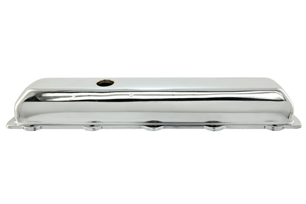 Steel Valve Covers – Fits 1964–1980 Oldsmobile 330‑350‑400‑425‑455 (Stock Height, 1 Push‑In Hole, Smooth Top) – Chrome Finish