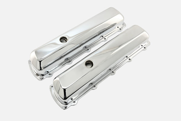 Tall Steel Valve Covers – Fits 1964–88 Oldsmobile 330, 350, 400, 425, 455 V8 Engines – Smooth Top- Chrome