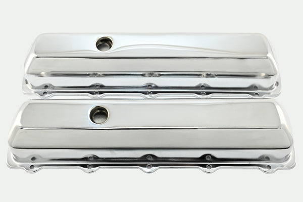 Tall Steel Valve Covers – Fits 1964–88 Oldsmobile 330, 350, 400, 425, 455 V8 Engines – Smooth Top- Chrome