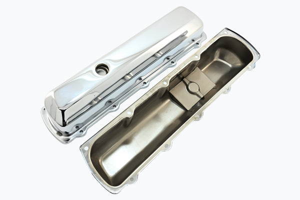 Tall Steel Valve Covers – Fits 1964–88 Oldsmobile 330, 350, 400, 425, 455 V8 Engines – Smooth Top- Chrome