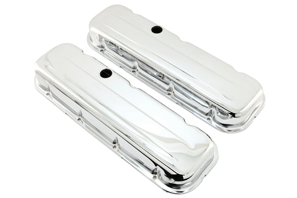 Steel Short Valve Covers – Fits 1965–95 Chevy BB 396-427-454-502 – 1 Hole – Chrome