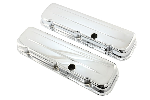 Steel Short Valve Covers – Fits 1965–95 Chevy BB 396-427-454-502 – 1 Hole – Chrome