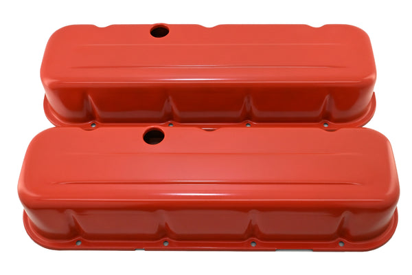 Steel Tall Valve Covers Fits 1965–95 Chevy BB 396‑427‑454‑502 – 1 Hole – Orange