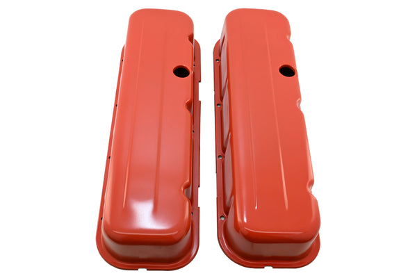Steel Tall Valve Covers Fits 1965–95 Chevy BB 396‑427‑454‑502 – 1 Hole – Orange