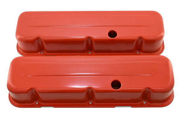 Steel Tall Valve Covers Fits 1965–95 Chevy BB 396‑427‑454‑502 – 1 Hole – Orange