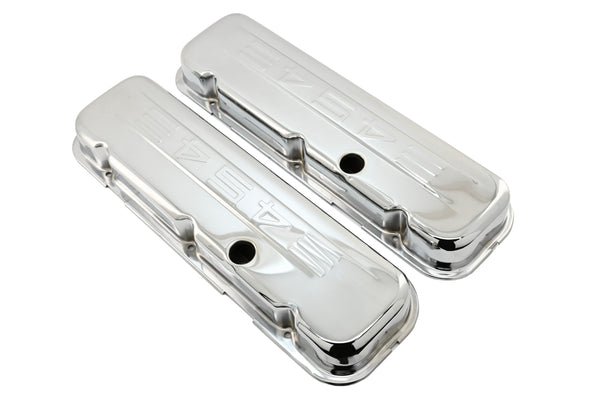 Steel Short Valve Covers Fits 1965–1995 Chevy BB 396‑427‑454‑502 – 454 Logo – Chrome