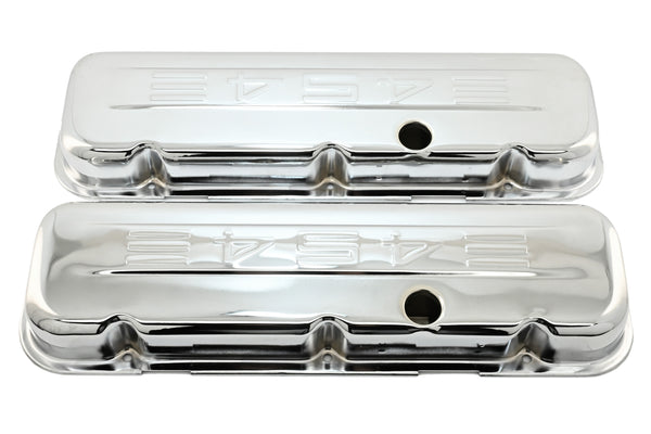 Steel Short Valve Covers Fits 1965–1995 Chevy BB 396‑427‑454‑502 – 454 Logo – Chrome