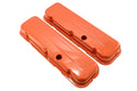 Steel Short Valve Covers – Fits 1965–95 Chevy BB 396-427-454-502 – 1 Hole – Orange