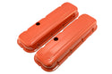 Steel Short Valve Covers – Fits 1965–95 Chevy BB 396-427-454-502 – 1 Hole – Orange