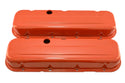 Steel Short Valve Covers – Fits 1965–95 Chevy BB 396-427-454-502 – 1 Hole – Orange