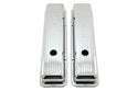 Steel Valve Covers for 1958–1986 Chevy Small Block 283-305-327-350 – Short Style – Stamped 350 Logo with Ball Mill – Chrome