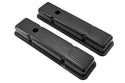 Steel Valve Covers for 1958–1986 Chevy Small Block 283-305-327-350 – Short Style – Stamped 350 Logo with Ball Mill – Black