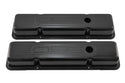 Steel Valve Covers for 1958–1986 Chevy Small Block 283-305-327-350 – Short Style – Stamped 350 Logo with Ball Mill – Black