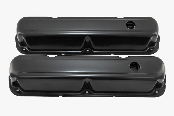 Steel Valve Covers Fits 1967–1989 Mopar SB 318-340-360 – Short Style – 1 Hole – Black