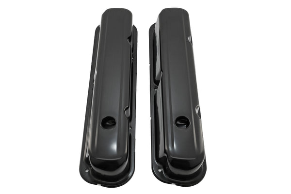 Steel Valve Covers Fits 1967–1989 Mopar SB 318-340-360 – Short Style – 1 Hole – Black