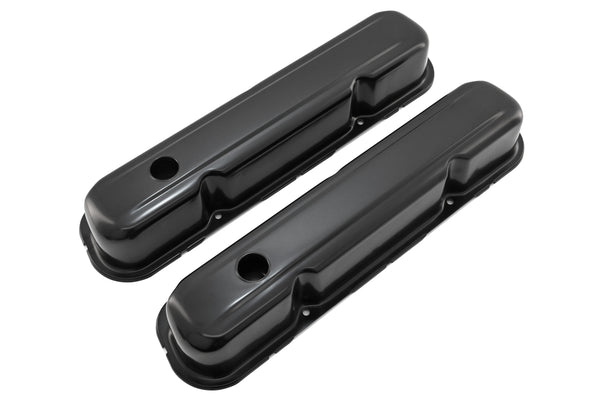 Steel Valve Covers Fits 1967–1989 Mopar SB 318-340-360 – Short Style – 1 Hole – Black
