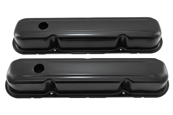 Steel Valve Covers Fits 1967–1989 Mopar SB 318-340-360 – Short Style – 1 Hole – Black