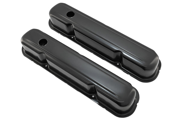 Steel Valve Covers Fits 1967–1989 Mopar SB 318-340-360 – Short Style – 1 Hole – Black
