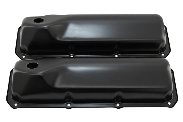1969-82 FORD SMALL BLOCK 351C-351M-400M-BOSS 302 STEEL VALVE COVERS - BLACK V8 LOGO