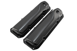 1969-82 FORD SMALL BLOCK 351C-351M-400M-BOSS 302 STEEL VALVE COVERS - BLACK V8 LOGO