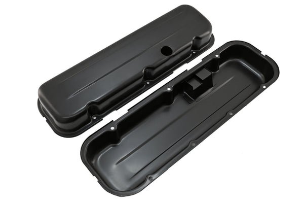 Steel Short Valve Covers – Fits 1965–95 Chevy BB 396-427-454-502 – 1 Hole – Black